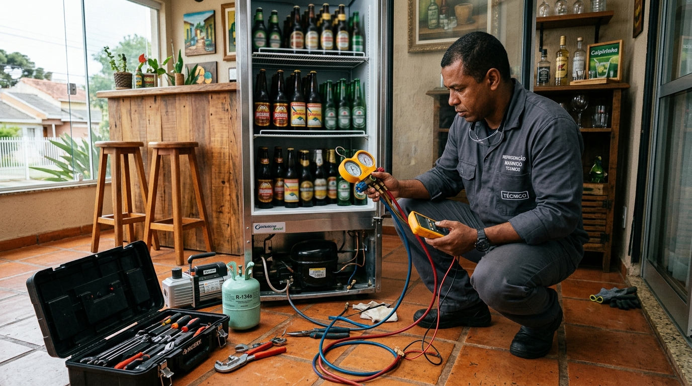 Técnico de conserto de cervejeira em residência em Taubaté‑SP